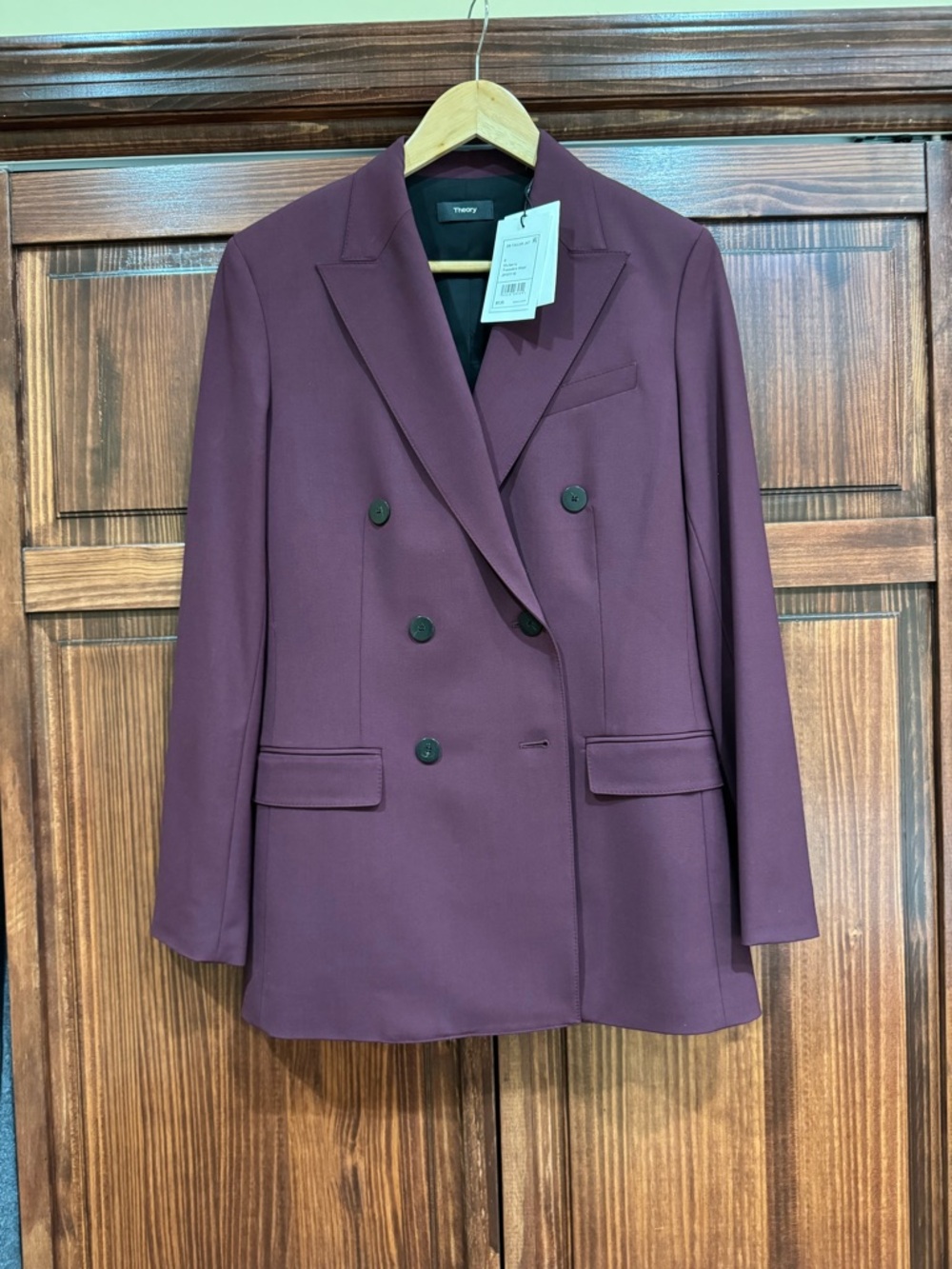 Theory Double-Breasted Blazer in Plum